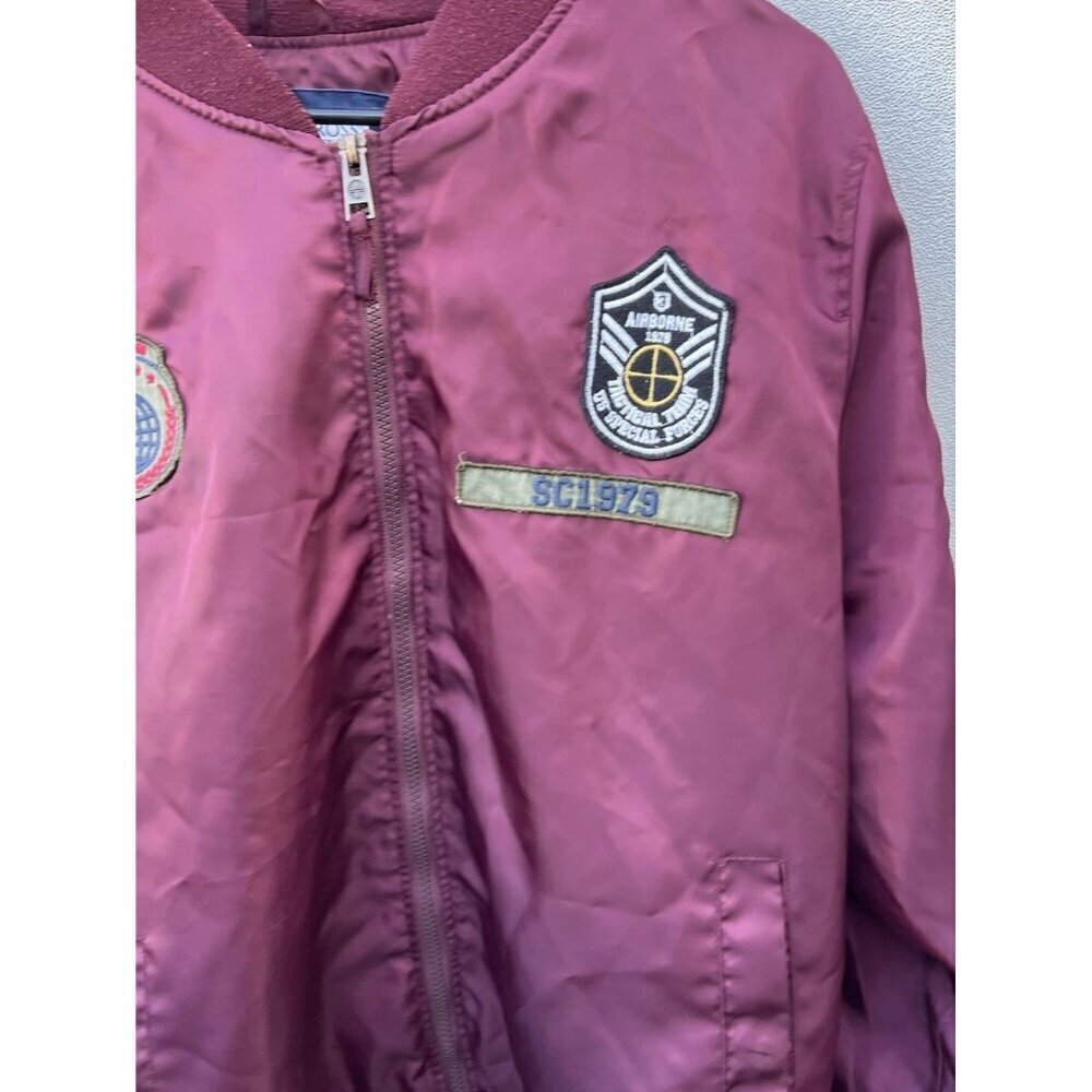 Swiss Cross Jacket Men's Size Large Burgundy Polyester Full Zip and Lined